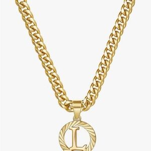 Gold Initial Necklace, 14K Gold Plated